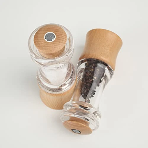 Classic Clear Acrylic & FSC Certified Beech Salt Mill, H150mm 6 Classic Clear Acrylic & FSC Certified Beech Salt Mill, H150mm - Image 4