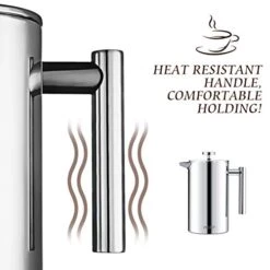 Small French Press Coffee Maker,12OZ/350ML Stainless Steel Insulated Coffee Press,Stainless Steel French Press With 2 Fliters 0.35 Liter (12oz, Sliver) -KitchenAid Shop 41cOrk1JLIL