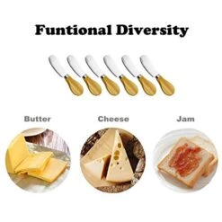 Cheese Spreaders With Bamboo Handle, 5 Inch Stainless Steel Butter Spreader, Deluxe Sandwich Cream Cheese Condiment Knives- 6Pieces -KitchenAid Shop 41cTFmvo68L