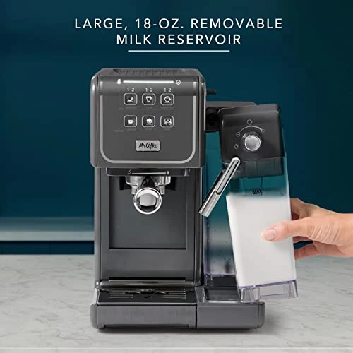 Mr. Coffee® ® One Touch CoffeeHouse+ Espresso, Cappuccino, And Latte Maker,530 Ml, Grey 5 Mr. Coffee® ® One Touch CoffeeHouse+ Espresso, Cappuccino, And Latte Maker,530 Ml, Grey - Image 3