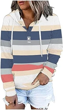 VODMXYGG Women Casual Fashion Long Sleeve Pullover Loose Printed Hooded Sweater Jacket Blouse Top -KitchenAid Shop 41cc5YczKiL. AC