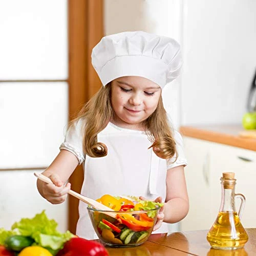 CRJHNS Kids Apron And Chef Hat Set, Adjustable Cotton Child Aprons With Large Pocket White Girls Boys Kitchen Bib Aprons For Cooking Baking Painting 5 CRJHNS Kids Apron And Chef Hat Set, Adjustable Cotton Child Aprons With Large Pocket White Girls Boys Kitchen Bib Aprons For Cooking Baking Painting - Image 3