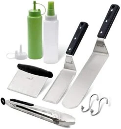 Professional Metal Spatula Set - Stainless Steel Spatula And Griddle Scraper - Heavy Spatula Griddle Accessories Great For Cast Iron Griddle BBQ Flat Top Grill - Commercial Grade -KitchenAid Shop 41ckAv7LxL. AC