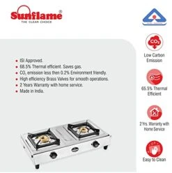 Unflame Shakti Stainless Steel 2 Burner Gas Stove -KitchenAid Shop 41cs8Ha5s3L