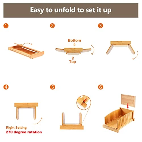 Premium Bamboo Bread Slicer For Homemade Bread, Crumb Catcher, Foldable And Compact Loaf Cutter 3 Size Slicing Guide 6 Premium Bamboo Bread Slicer For Homemade Bread, Crumb Catcher, Foldable And Compact Loaf Cutter 3 Size Slicing Guide - Image 4