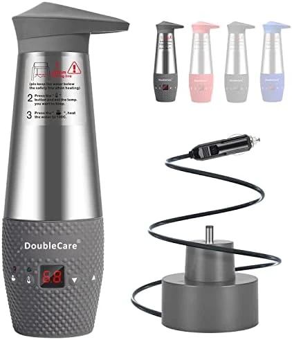 12V Car Kettle Boiler,Portable Electric Heater Cup,Travel Kettle Fast Water Boiler & Heater With Temperature Display Screen For Water, Coffee,Tea, And Milk,Best Gift For Road Trips, Gray 7 12V Car Kettle Boiler,Portable Electric Heater Cup,Travel Kettle Fast Water Boiler & Heater With Temperature Display Screen For Water, Coffee,Tea, And Milk,Best Gift For Road Trips, Gray - Image 5