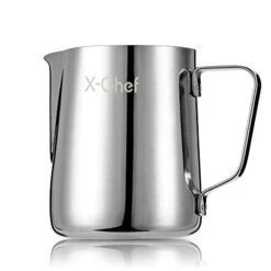 Milk Frothing Pitcher, X-Chef Milk Frother Cup, 20 Oz, Metal Frothing Cup Stainless Steel, Milk Steaming Pitcher Espresso Coffee Latte Frother Cup Barista Tools For Coffee Bar (600 Ml) -KitchenAid Shop 41d842rE3EL