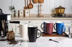 Large Coffee Mugs Set Of 6, 22oz Ceramic Tall Coffee Mugs Set With Textured Geometric Patterns For Latte/Tea/Beer/Hot Cocoa, Dishwasher & Microwave Safe, Black 17 Large Coffee Mugs Set Of 6, 22oz Ceramic Tall Coffee Mugs Set With Textured Geometric Patterns For Latte/Tea/Beer/Hot Cocoa, Dishwasher & Microwave Safe, Black -KitchenAid Shop 41dMNcCc6qL
