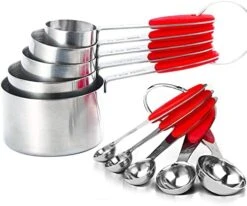 Measuring Spoons And Cups Set Of 10 Pieces, Stainless Steel Measuring Utensils With BPA-Free Silicone Grips, Metal Scale Tools For Kitchen Cooking Baking, Dishwasher-Safe, Red -KitchenAid Shop 41dRppNRsjL. AC