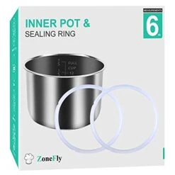 Original 6 Qt Power Cooker XL Replacement Inner Pot With 2 Pack Sealing Ring For Power Pressure Cooker PPC770 PPC771 PPC770-1 PRO PCXL-PRO6 PCTR-16 YBD60-100 WAL1 WAL2