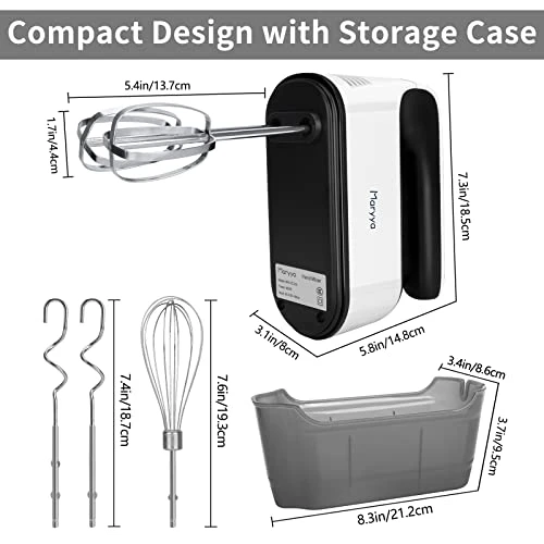 Ixer Electric Handheld - 400W Ultra Power For 5 Speed With Turbo Boost, 5 Stainless Accessories In Storage Case - Essential Kitchenaid Hand Mixer Electric For Cake, Dough, Egg, Baking 7 Ixer Electric Handheld - 400W Ultra Power For 5 Speed With Turbo Boost, 5 Stainless Accessories In Storage Case - Essential Kitchenaid Hand Mixer Electric For Cake, Dough, Egg, Baking - Image 5
