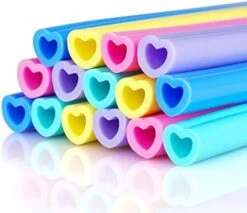 Reusable Silicone Drinking Straws 15 Pack, Heart Shaped Straws With 2pcs CLeaner Brushes For Smoothies Tumblers Cocktail MilkShake, DishWasher Safe -KitchenAid Shop 41dVug6KpDL. AC