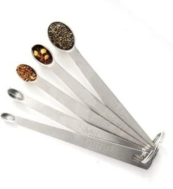 Measuring Spoons Set Of 5, (tad, Dash, Pinch, Smidgen And Drop) Mini Stainless Steel Measuring Spoons