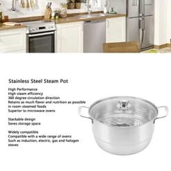 Food Steaming Pot, Food Grade 304 Stainless Steel Multipurpose Steam Pot High Efficiency With Glass Lid For Gas Stove For Home For Electric Furnace(Double Layers) -KitchenAid Shop 41dfMrmXS7L