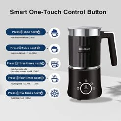 Detachable Milk Frother And Steamer - 5-in-1 Automatic Hot/Cold Foam And Hot Chocolate Maker,12.3oz Stainless Steel Electric Milk Steamer With Dishwasher Safe,120V,Black 8 Detachable Milk Frother And Steamer - 5-in-1 Automatic Hot/Cold Foam And Hot Chocolate Maker,12.3oz Stainless Steel Electric Milk Steamer With Dishwasher Safe,120V,Black -KitchenAid Shop 41dfWnHAHqL