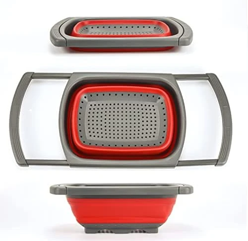 Over The Sink Collapsible Colander Kitchen Strainer Basket-Wash Vegetables And Fruits, Drain Cooked Pasta And Dry Dishes,6-Quart Capacity -Blue 11 Over The Sink Collapsible Colander Kitchen Strainer Basket-Wash Vegetables And Fruits, Drain Cooked Pasta And Dry Dishes,6-Quart Capacity -Blue - Image 9