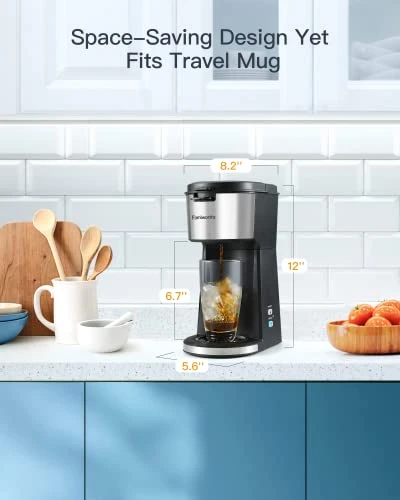 Iced Coffee Maker, Hot And Cold Coffee Maker Single Serve For K Cup And Ground, With Descaling Reminder And Self Cleaning, Iced Coffee Machine For Home, Office And RV 7 Iced Coffee Maker, Hot And Cold Coffee Maker Single Serve For K Cup And Ground, With Descaling Reminder And Self Cleaning, Iced Coffee Machine For Home, Office And RV - Image 5