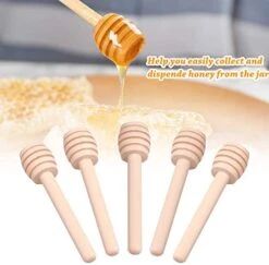 Premium 50-Pack 3 Inch Mini Wooden Honey Dipper Stick, Individually Wrapped,Pefect For Wedding Shower Party Favors Honey Jar Spoon Or Honey Wands Mini