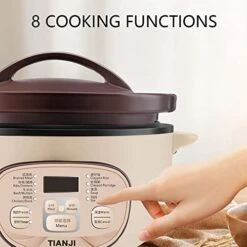 Ianji Electric Claypot Brown Rice Cooker Small DSG-TZ30 3.17 Quart, Adjustable Time Natural Ceramic Material Unglazed Porcelain 120V, Off-white And Brown -KitchenAid Shop 41doyKhgr8L