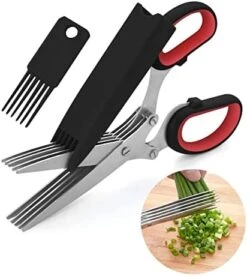 Herb Scissors With 5 Multi Stainless Steel Blades And Safe Cover Kitchen Gadgets Cutter, Kitchen Chopping Shear, Mincer, Sharp Dishwasher Safe Kitchen Gadget, Culinary Cutter -KitchenAid Shop 41dpT52Nn7L. AC