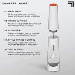 Sharper Image HARPER IMAGE Electric Milk Frother With Stand & Drip Tray, Handheld Foam Maker With High-Powered Motor For Coffee Matcha Latte Frappe Cappuccino Hot & Cold Drinks, Premium Kitchen Accessory Gift -KitchenAid Shop 41dqL88qMyL