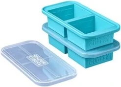 2-Cup Extra-Large Silicone Freezer Tray With Lid- 2 Pack - Makes 4 Perfect 2 Cup Portions - Freeze Soup, Stew, Sauce, Or Meals (2 Cup Tray, Aqua Color, Pack Of 2, With Lids) -KitchenAid Shop 41dqO4BYIuL. AC