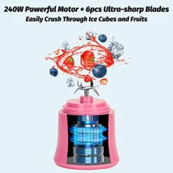 20 Oz Portable Blender USB Rechargeable, Supkitdin Waterproof Personal Blender For Shakes And Smoothies, With 6 Ultra-sharp Blades For Travel, Office & Sports (Red Pink) -KitchenAid Shop 41dsMxJrnOL