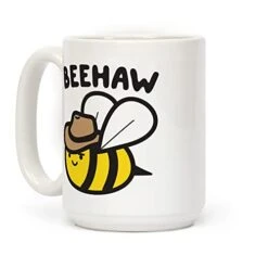 Beehaw Cowboy Bee White 15 Ounce Ceramic Coffee Mug
