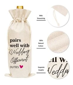 Wedding Officiant Wine Bag - Burlap Wine Bottle Cover Gift Bag For Officiant Proposal, Pastor Gift, Wedding Officiant, Wedding Host, Wedding Moderator - 1 Pc Wine Bag(C18) -KitchenAid Shop 41e4ejjvvbL