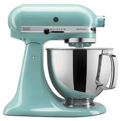 KitchenAid KSM150PSAQ Artisan Series 5-Qt. Stand Mixer With Pouring Shield - Aqua Sky & KSM2FPA Food Processor Attachment, Dicing Kit, Silver -KitchenAid Shop 41e64DMw3DL