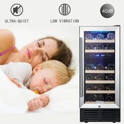 Ine Cooler Refrigerators 28 Bottle Fast Cooling Low Noise 15 Inch Wine Fridge With Professional Compressor Stainless Steel, Digital Temperature Control Screen Built-in Or Freestanding -KitchenAid Shop 41e76lZxwJL