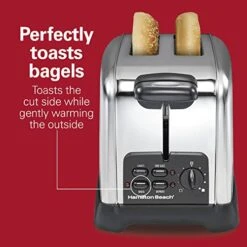 Hamilton Beach Retro Toaster With Wide Slots, Sure-Toast Technology, Bagel & Defrost Settings, Auto Boost To Lift Smaller Breads, 2 Slice, Polished Stainless Steel (22782) -KitchenAid Shop 41eGUdUuPkL