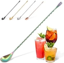 Premium 12 Inch Stainless Steel Cocktail Spoon - Long Attractive Spiral Design For Layering Drinks - Bar Spoon & Cocktail Mixing Spoon For Cocktail Shakers, Tall Cups & Pitchers (Silver) -KitchenAid Shop 41eH6rClkRL. AC