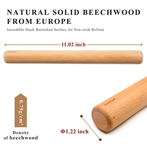 Wood Rolling Pin, 11 Inch By 1-1/5 Inch 3 Wood Rolling Pin, 11 Inch By 1-1/5 Inch
