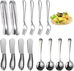 Charcuterie Accessories (14 Pcs), Cheese Spreaders For Charcuterie Board, Mini Serving Spoons, Forks And Mini Serving Tongs - Charcuterie Utensils For Butter, Cheese And Pastry Making -KitchenAid Shop 41eOrj6 3mL. AC