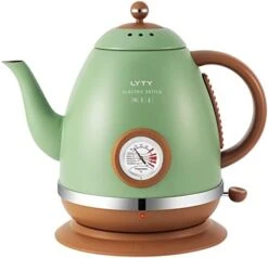 Electric Kettle With Thermometer Stainless Steel 1.5L 1000W Gooseneck Pour Over Coffee Tea Kettle, Hot Water Boiler Heater With Water Temperature Display Quick Heating Boiling Water 110V US Plug Green -KitchenAid Shop 41eRR63EDaL. AC
