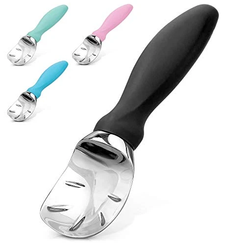 Ice Cream Scoop With Soft Easy Grip Handle - Ice Cream Scooper With Built-in Lid Opener - Heavy Duty Icecream Scoop With Non-Slip Handle For Soft & Hard Ice Cream (Black) 3 Ice Cream Scoop With Soft Easy Grip Handle - Ice Cream Scooper With Built-in Lid Opener - Heavy Duty Icecream Scoop With Non-Slip Handle For Soft & Hard Ice Cream (Black)