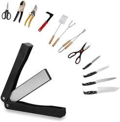 Ding Knife Sharpener, Floor 400/600 Grit Foldable Knife Whetstone Diamond Pocket Knife Sharpener Sector Shaped Double-Sided Knife Sharpening Stone For Kitchen Garden Outdoor (#1) -KitchenAid Shop 41eeWLHi3hL