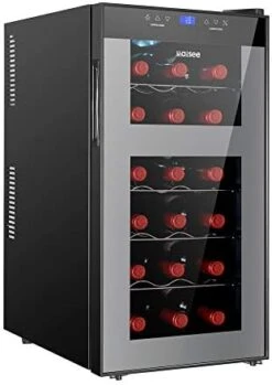 Wine Fridge Dual Zone,18 Bottles Wine Cooler Refrigerator Chiller Upper Zone 46f-54f Lower Zone 54f-65f For Red White Wine Champagne In Home Office Bedroom Countertop (18 Bottles,Black 9 Wine Fridge Dual Zone,18 Bottles Wine Cooler Refrigerator Chiller Upper Zone 46f-54f Lower Zone 54f-65f For Red White Wine Champagne In Home Office Bedroom Countertop (18 Bottles,Black -KitchenAid Shop 41eiDqOrHBL. AC