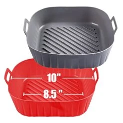 Silicone Liners Square Extra Large 2 Pcs, For 6 To 9 Qt Air Fryer Baskets, Non-stick Food-grade Reusable Silicone Pot Baking Tray
