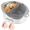 Silicone Slow Cooker Liners With 1 Pair Mini Silicone Oven Gloves, Slow Cooker Divider Liner Fit Crock-Pot 6-8 Quart,Silicone Crockpot Divider Reusable & BPA Free & Dishwasher Safe -KitchenAid Shop 41elJrlHXdL