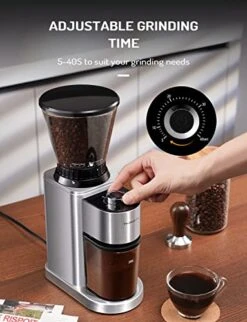 Conical Burr Coffee Grinder Electric, Anti-static Coffee Bean Grinder With 24 Grind Settings For Espresso/Drip/Pour Over/Cold Brew/French Press Coffee Maker,Stainless Steel -KitchenAid Shop 41emy87fpgL