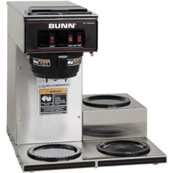 BUNN® VP17-3, 12-Cup Low Profile Pourover Commercial Coffee Maker, 3 Lower Warmers, 13300.0003