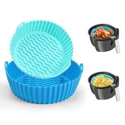 Opwulo 2-Pack Air Fryer Silicone Liners, 7.5inch & 8.5 Inch Air Fryer Basket, Easy Cleaning Air Fryers Silicone Pot, Reusable Air Fryer Silicone Pot Round For 3 To 5 Qt Air Fryer Oven Accessories