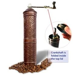 Manual Coffee Grinder, Refillable Turkish Coffee Grinder, Pepper Grinder, Manual Coffee Mill With Foldable Handle (Antique Brown) -KitchenAid Shop 41epTPGecvL