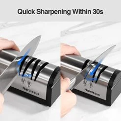 Knife Sharpener, Professional 2 Stage Electric Knife Sharpener For Quick Sharpening & Polishing, With Scissors Sharpener And Metal Dust Collection Box, Stainless Steel, Silver -KitchenAid Shop 41f4oxIdVeL