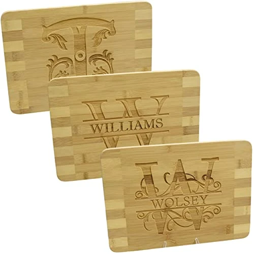 - Monogram Letter Bamboo Cutting Board Personalized & Laser Engraved Name; Great Present For Birthdays Housewarmings Client Gifts Weddings Anniversaries Parents Couples & Friends 3 - Monogram Letter Bamboo Cutting Board Personalized & Laser Engraved Name; Great Present For Birthdays Housewarmings Client Gifts Weddings Anniversaries Parents Couples & Friends