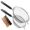 2-Piece Stainless Steel Strainers With Handle Set - Black | Food Strainer Set | Sifter Strainer | Flour Sifting | Baking Sifters | Kitchen Strainers With Handle | Sieve Baking | Cooking Strainer -KitchenAid Shop 41fCafeODIL