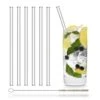 Alm Glass Straws - 6x Reusable 8 Inch Drinking Straws Clear + Plastic-Free Cleaning Brush - Made In Germany - Dishwasher Safe - Straight - Perfect For Smoothies, Cocktails