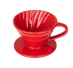 Ceramic Dripper, Pour-Over Coffee Maker With Spiral Ridge Walls, Loose-Leaf Tea Brewer For Office Breakroom, Kitchen, 1-2 Cups, Red
